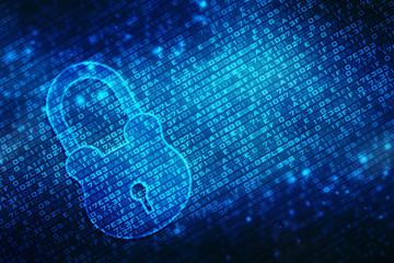 2d illustration Safety concept: Closed Padlock on digital background, Cyber Security and internet Security Background