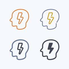 Head & Lightning Bolt - Pastel Icons. A set of 4 professional, pixel-perfect icons .