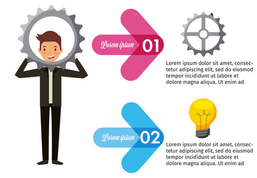 Pink Blue Purple Business Idea Puzzle Infographic Layout