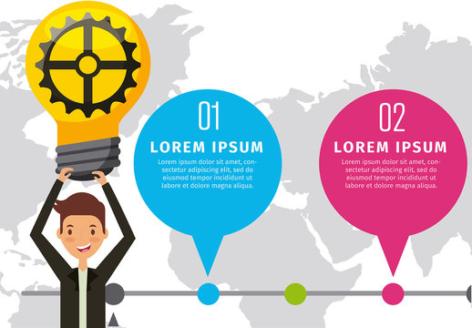 Colorful Timeline Infographic Process Gear Man Design