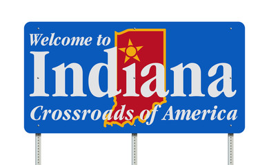 Welcome to Indiana road sign - obrazy, fototapety, plakaty