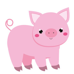 Obraz na płótnie Canvas Cute pig. Cartoon farm animal isolated on white