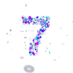 Alphabet number 7. Funny font made of blue balls. 3D render isolated on white background.