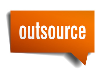 outsource orange 3d speech bubble