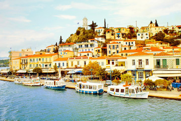Fototapeta na wymiar The town of Poros, Poros island, Saronic Gulf, Greece