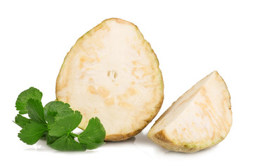 raw celery root isolated on white background