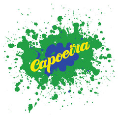 Capoeira lettering and sillouettes of capoeirists, no background. For designing capoeira promo, logo, banner, poster, website, invitation