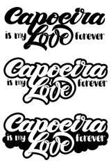 Capoeira lettering and sillouettes of capoeirists, no background. For designing capoeira promo, logo, banner, poster, website, invitation