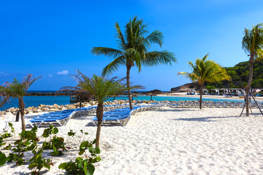 The white sand at sunny day on beach in Haiti