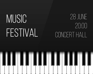Fototapeta premium Creative vector illustration of piano keys. Art design jazz live concert music background. Abstract concept graphic element. Poster, flyer, leaflet or invitation template