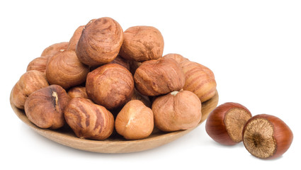 Hazelnuts isolated on white
