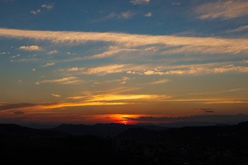 Fototapeta na wymiar Sunset at brazilian countryside