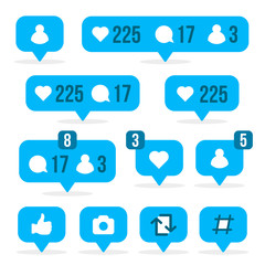 Creative vector illustration of social media sign like, follower, comment isolated on background. Art design bubble notification. Abstract concept graphic element for website, blog, interfaces