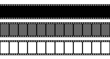 Creative vector illustration of old retro film strip frame set isolated on transparent background. Art design reel cinema filmstrip template. Abstract concept graphic element