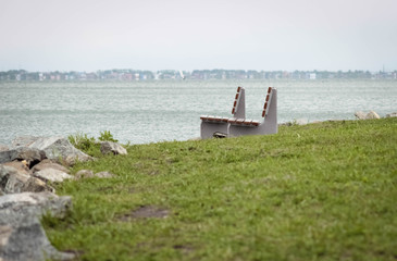 Two benches on the waterfront