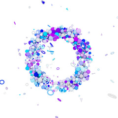 Alphabet letter O uppercase. Funny font made of blue balls. 3D render isolated on white background.