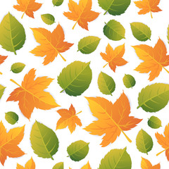 Autumn seamless background with leaves. Change of seasons of the year. Trees lose their foliage.