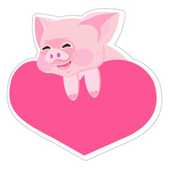 A happy guinea pig keeps the heart. The spray splashes. The vector illustration.