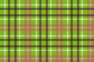 Fototapeta premium Green brown plaid fabric texture seamless pattern