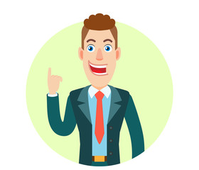 Businessman pointing up