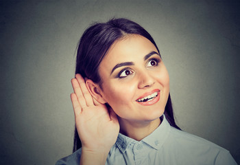 Curious girl listening to rumors