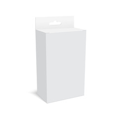 White Product Package Box With Hang Slot. Mock Up. Vector