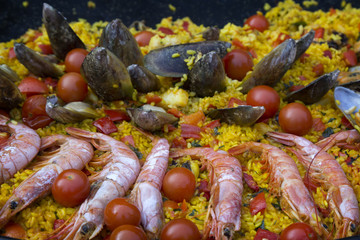 Paella with seafood. Traditional Spanish dish