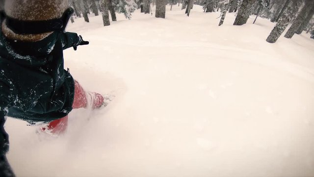Dreamy Snowboard Selfie Riding Powder Trees