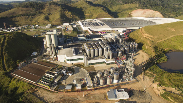 Ambev, one of the largest factories of beers in the world, Pirai City in Rio de Janeiro Brazil, Photo drone made on July 27, 2016