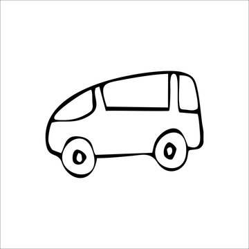 Minivan icon. Vector Art Illustration. White color