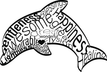 Krafttier Delphin als Wortwolke