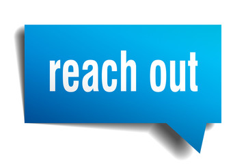 reach out blue 3d speech bubble