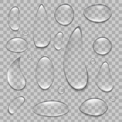 Creative vector illustration of pure clear water rain drops isolated on transparent background. Realistic clear vapor bubbles art design. Abstract concept graphic element