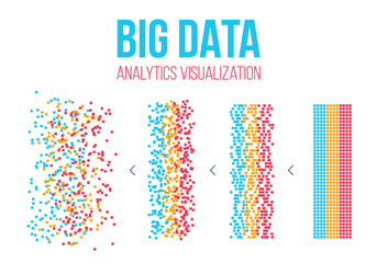 Creative vector illustration of BIG DATA analysis of Information. Science and technology background. Web display screen art design. Abstract concept graphic element for visual future analyze code