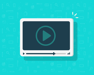 Video player icon vector, flat cartoon media movie player frame window symbol isolated graphic illustration 3d cartoon comic humor cute clipart