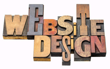 website design word abstract in wood type