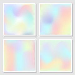 Fototapeta premium Creative vector illustration of trendy pastel holographic background set. Art design for cover, brochure, poster, business flyer, wedding invitation template. Abstract concept graphic element