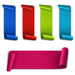 Creative vector illustration of realistic curved paper ribbon isolated on transparent background. Art design banner blank template. Abstract concept graphic sale, merry christmas, label, tag element