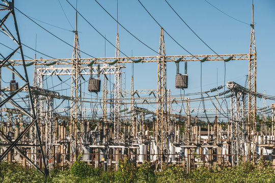 High voltage power lines and Electricity Power transformer station