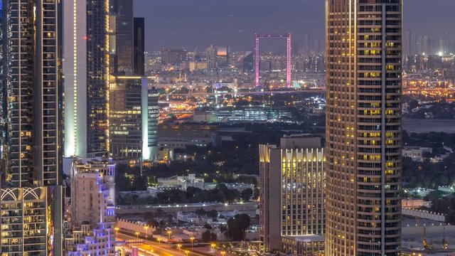 Dubai downtown day to night timelapse