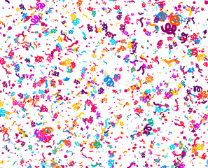 Fototapeta na wymiar Carnaval or Festival Confetti. Colorful confetti pieces. Celebration party or Holiday background. Flying colorful glitter particles. Decoration pattern. Vector