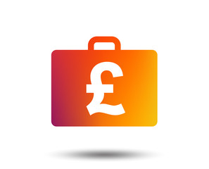 Case with Pounds GBP sign icon. Briefcase button. Blurred gradient design element. Vivid graphic flat icon. Vector