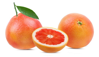 Fresh grapefruit isolated on white background  with clipping path