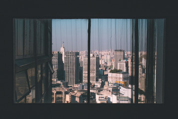 cityscape through a window