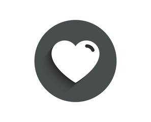 Heart simple icon. Love sign. Valentines Day sign symbol. Circle flat button with shadow. Vector
