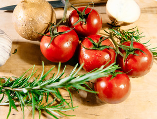 Fresh and Juicy healthy food, tomatoes and onion