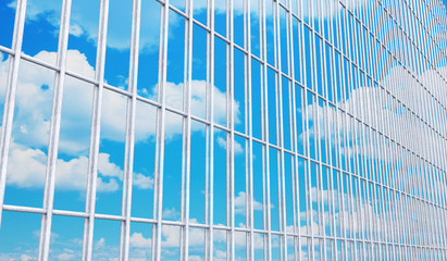 galvanized Panel fence with cloud and blue sky © chrzanowskiart
