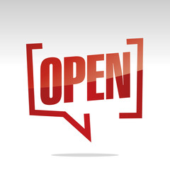 Open isolated in brackets sticker icon