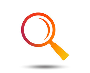 Magnifier glass sign icon. Zoom tool button. Navigation search symbol. Blurred gradient design element. Vivid graphic flat icon. Vector