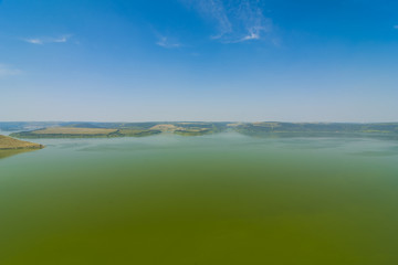 Obraz premium Panoramic view of the fjords and the bay of Bakota from a height. Bakota, Ukraine.